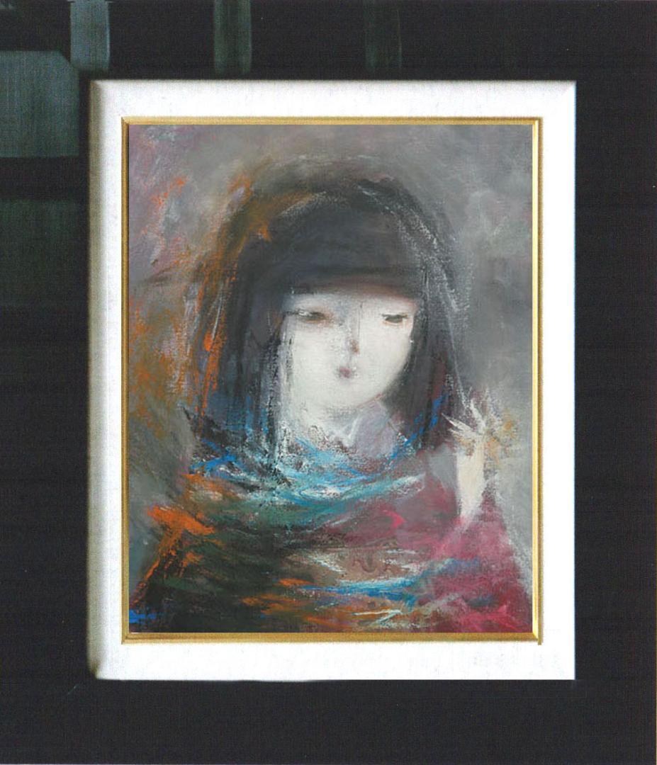 油絵 絵 絵画 インテリア 額付(白) F6-050513 人物 女性像