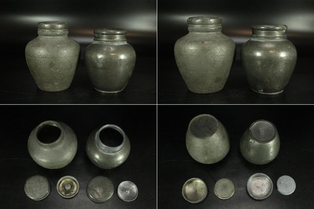 中国美術 唐物 古錫 茶壺 二件(K-S806)