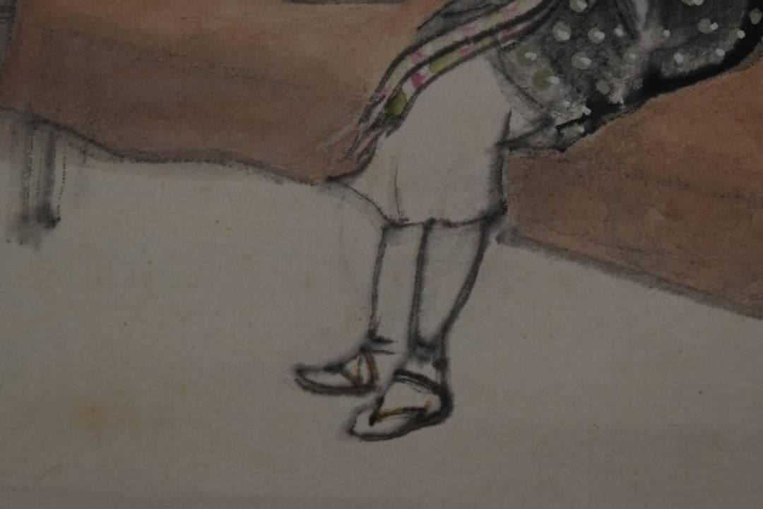 一晁/大原女図/茶屋/掛軸☆宝船☆Z-784