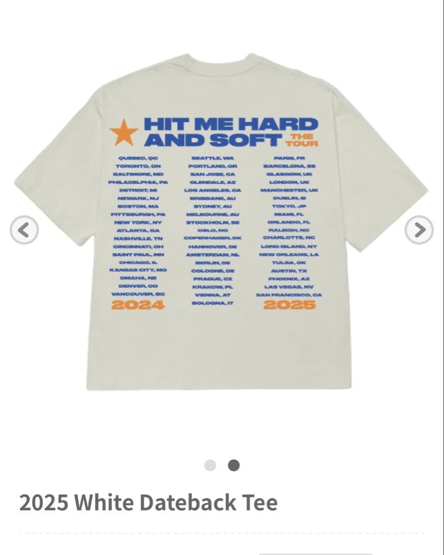 Billie Eilish 2025WhiteDateback T 正規品