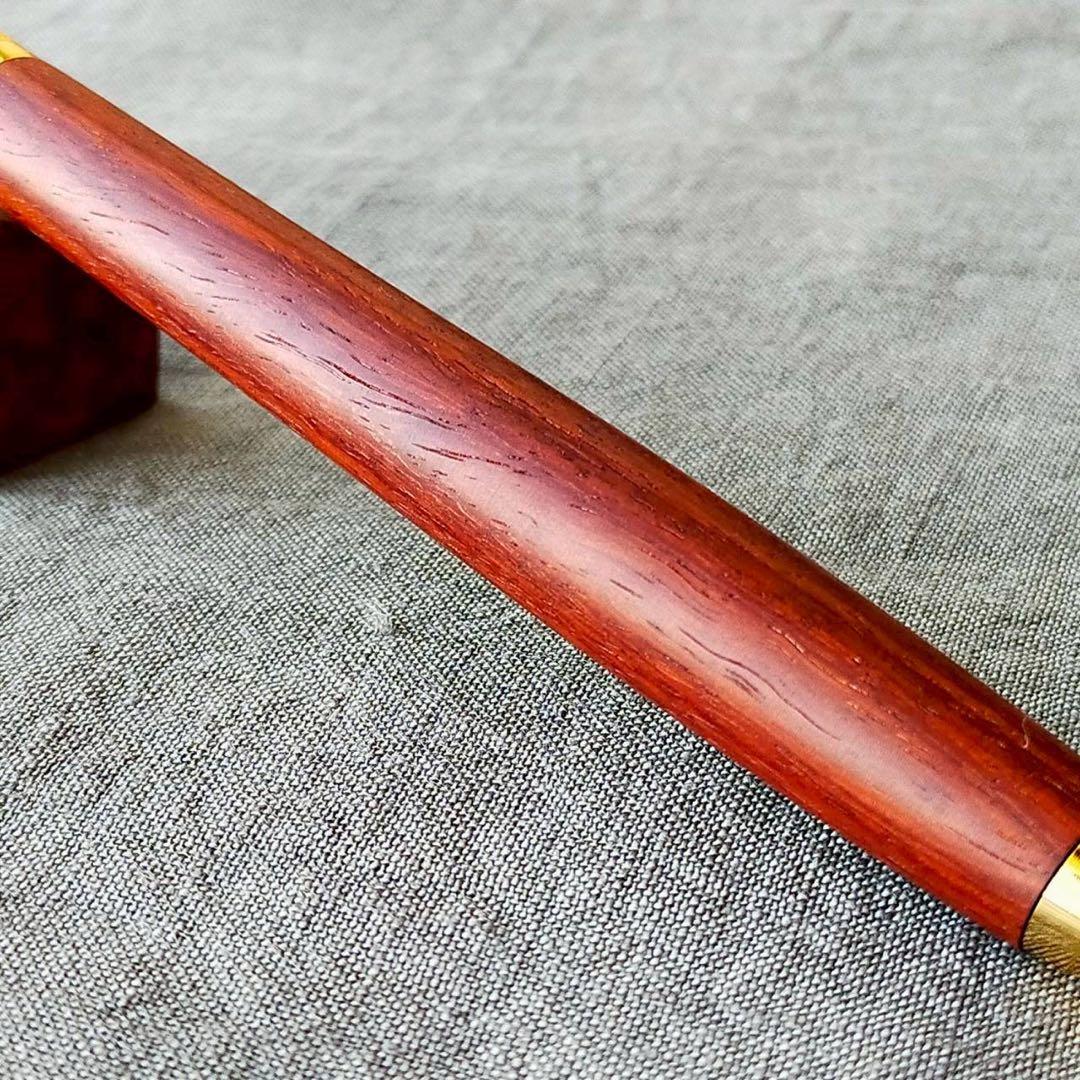 紅木　ハンドメイド　木軸ボールペン　G2　天然木　ゴールド