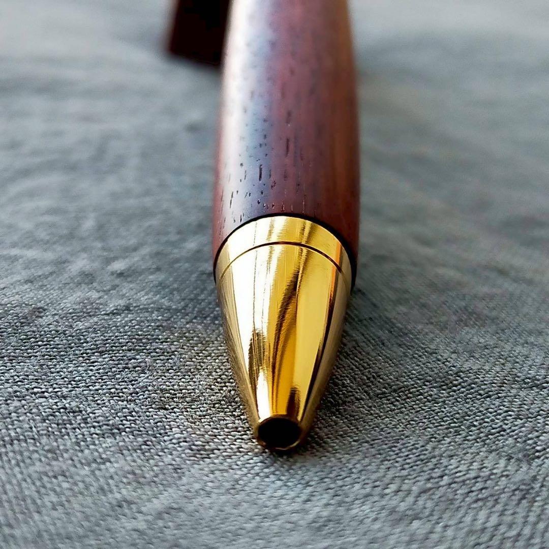 紅木　ハンドメイド　木軸ボールペン　G2　天然木　ゴールド