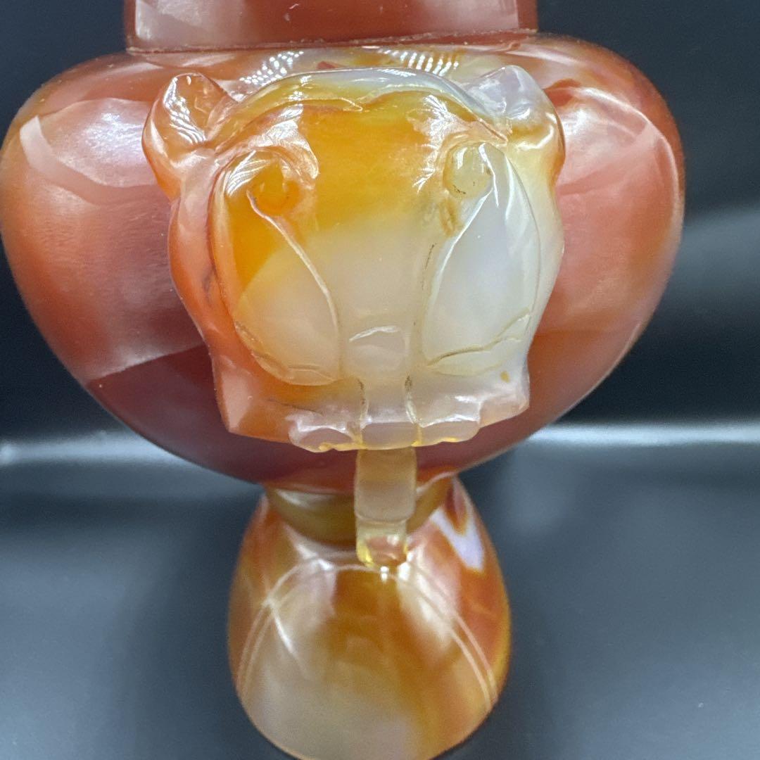 中国美術　置物　瑪瑙　メノウ　香炉 赤瑪瑙