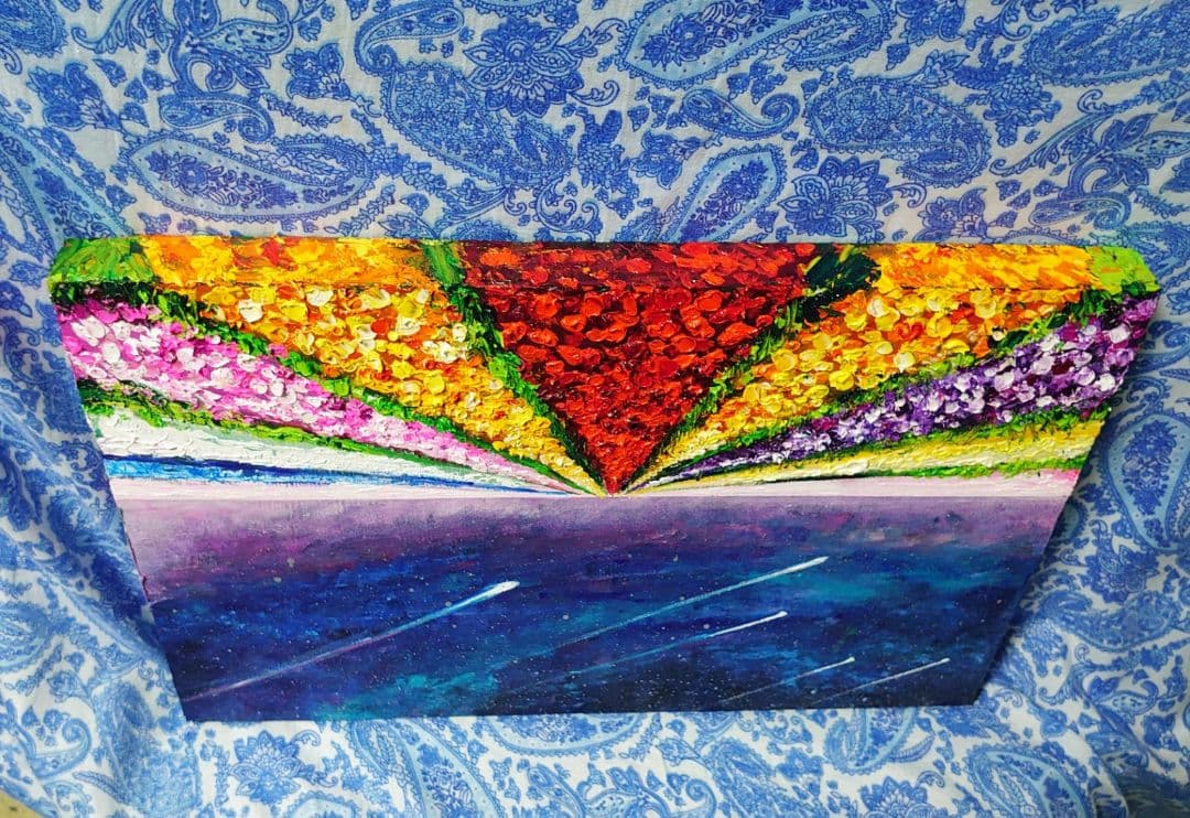 油絵 絵画【星空の花畑】