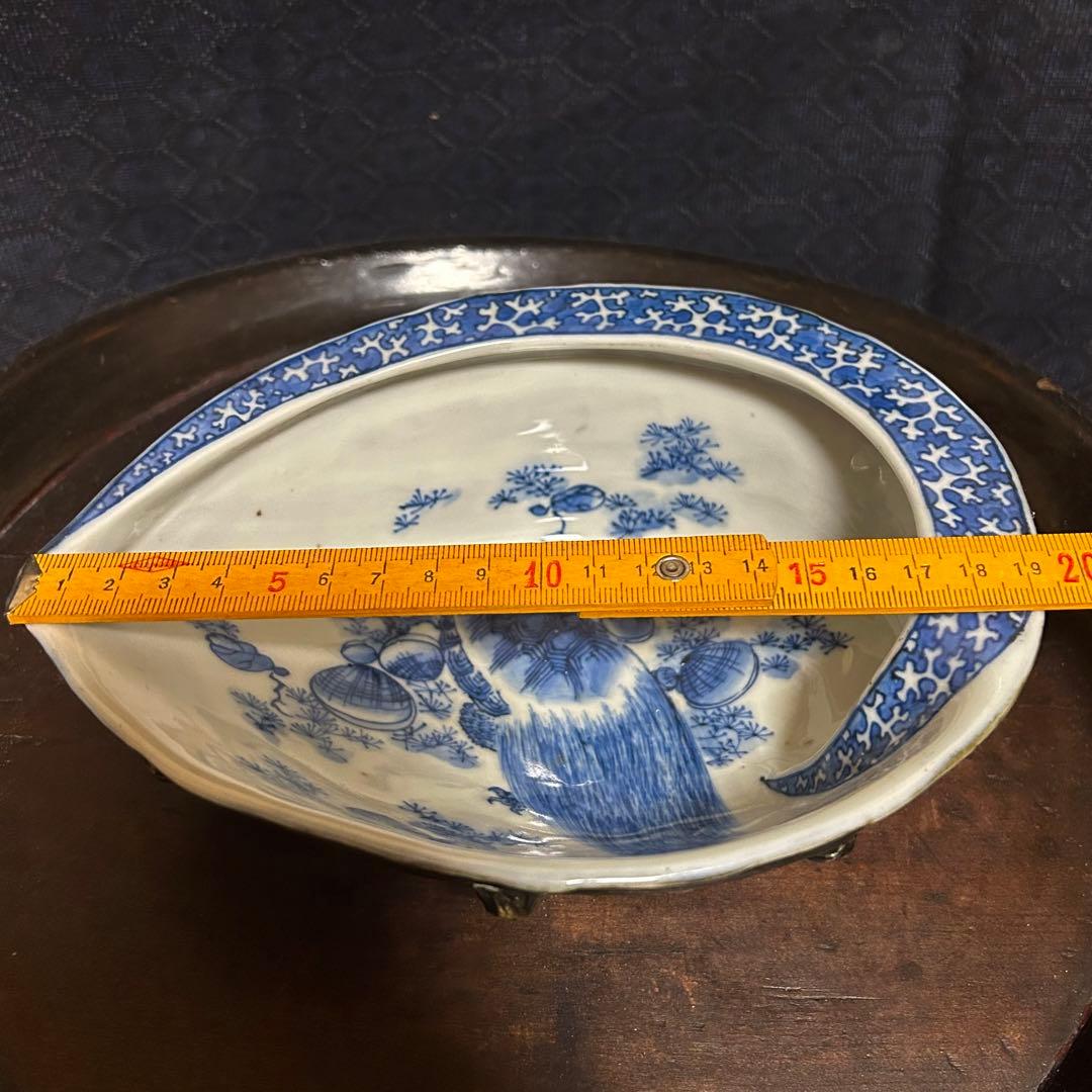 珍品古伊万里（平戸焼、湖東焼？）　あわび型の変形皿　無傷　本物保証