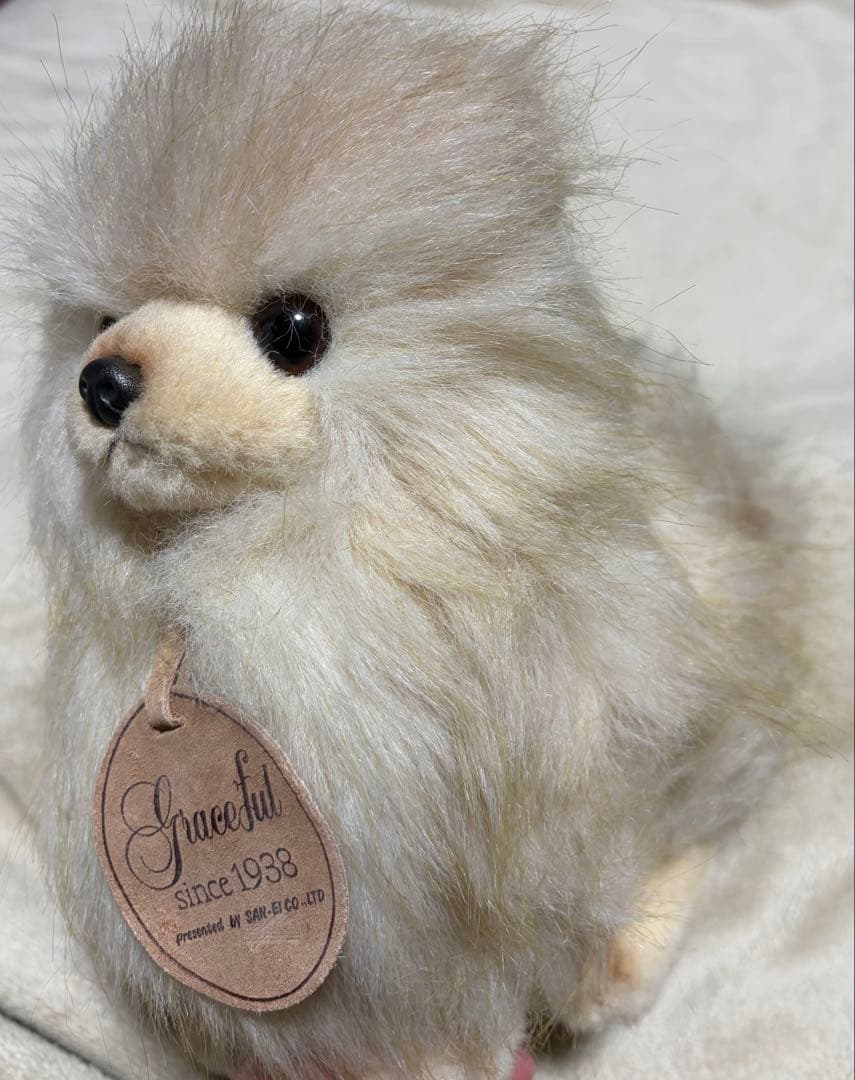犬　三英　スピッツ　ポメラニアン　ぬいぐるみ　ベージュ