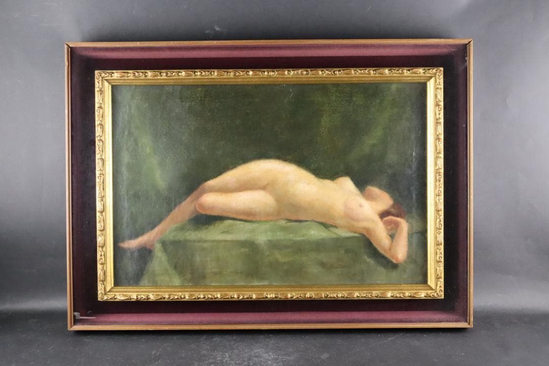 真作保証 19世紀 古画 Kizeevsky 「横たわる裸婦」 油彩15号