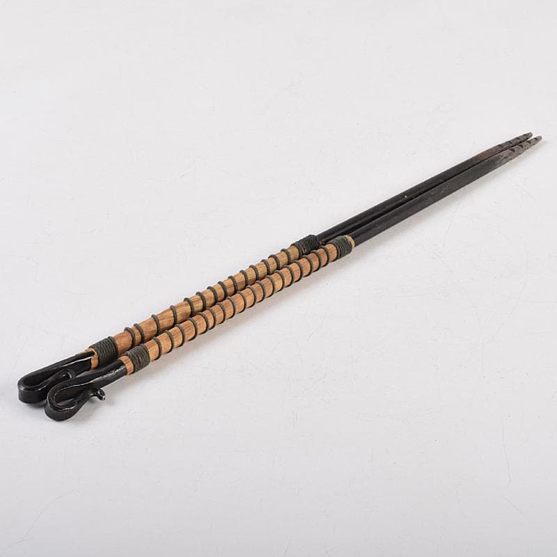 茶道具　金工師　木村清五郎造　古鉄　美津火箸　共箱　M　R9486