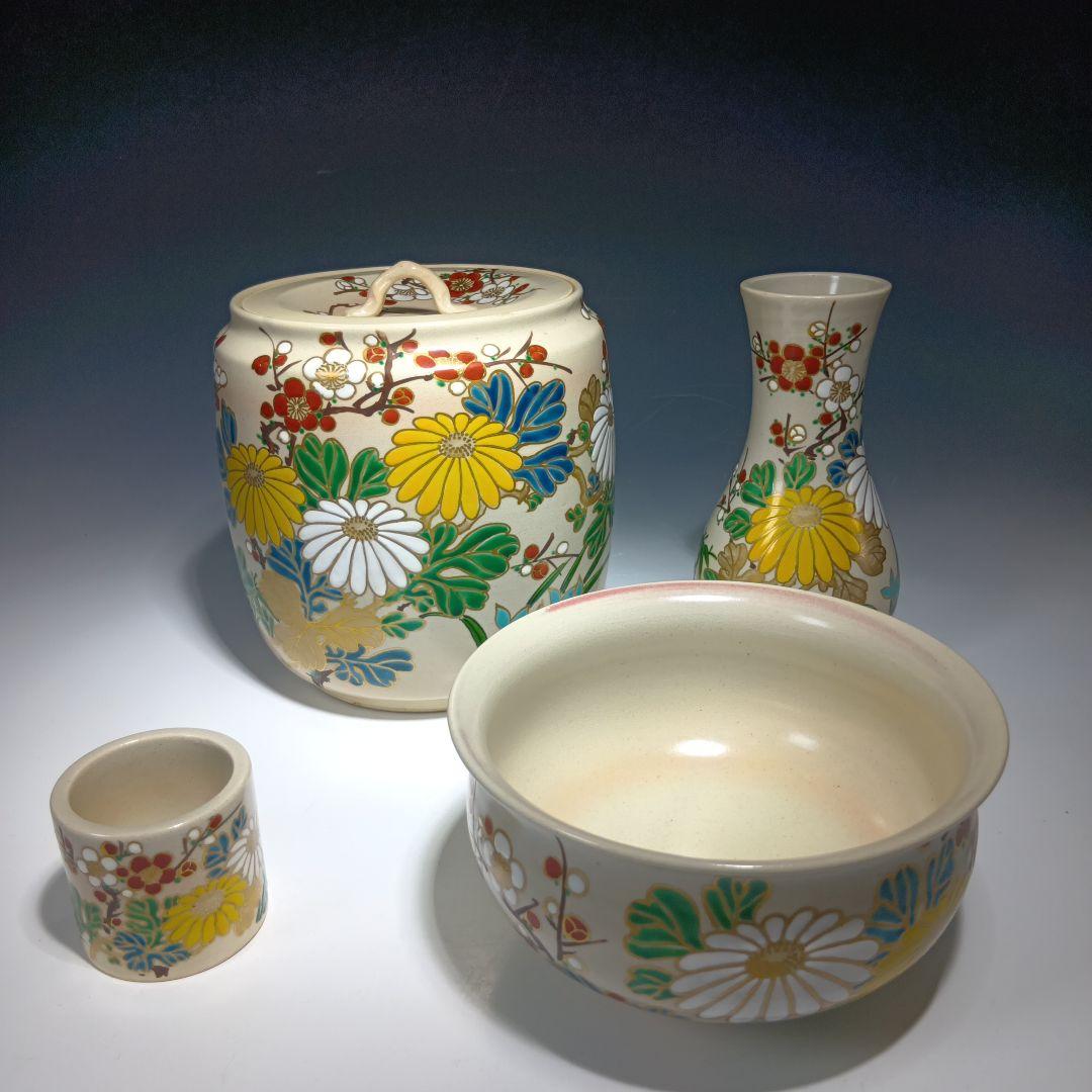 茶道具　(平安)坂野光伸造　仁清写　　 皆具一式　美品　共箱