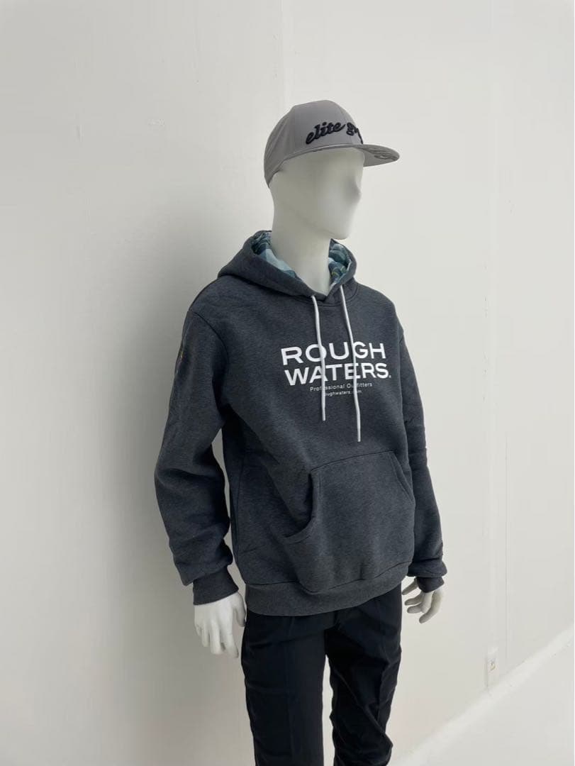 エリートグリップ　ROUGH WATERS ロゴ　パーカー グレー　LL