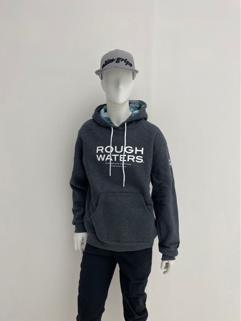 エリートグリップ　ROUGH WATERS ロゴ　パーカー グレー　LL