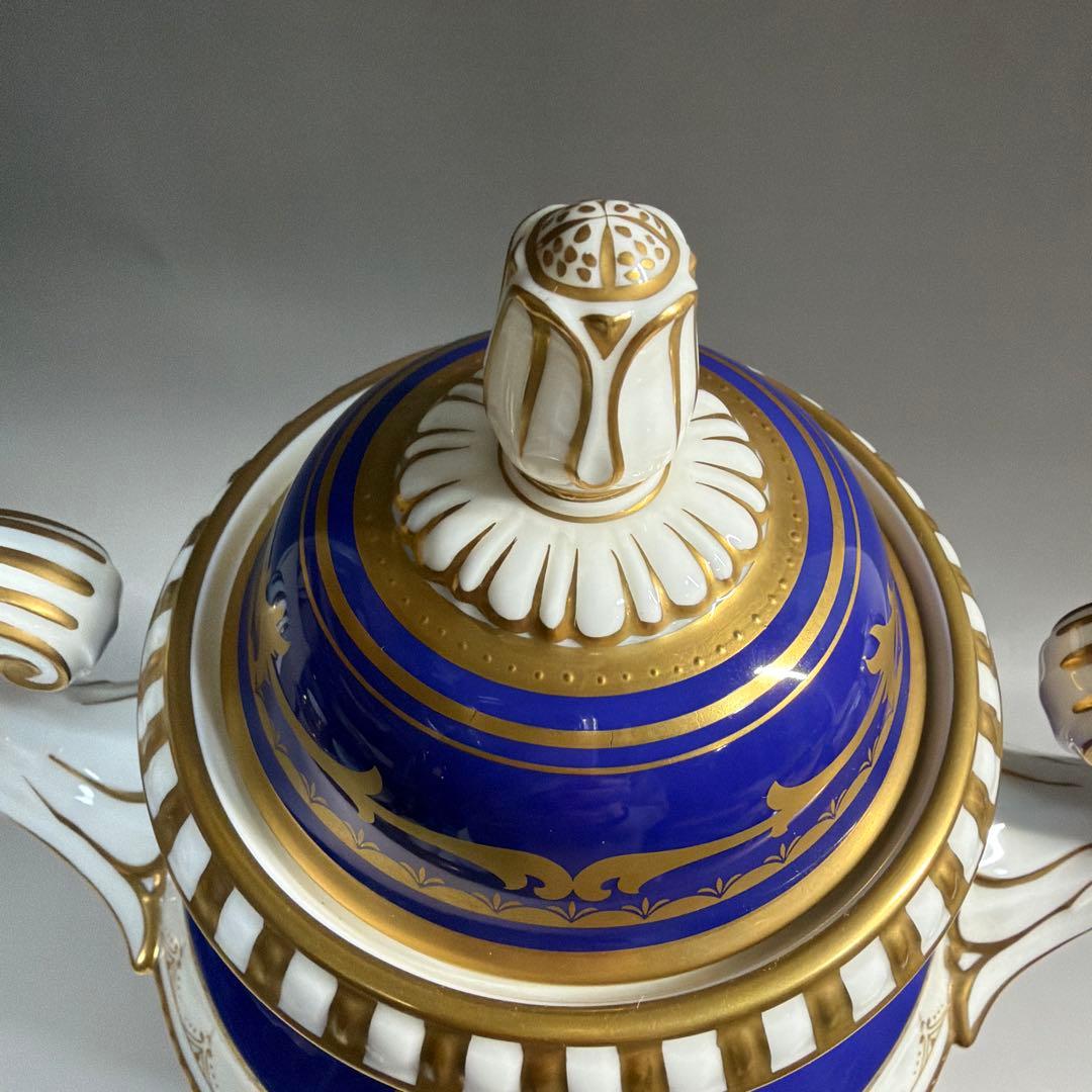 モ*モ様 ノリタケ 飾り壺 金彩 コバルトブルー ハンドペイント 風景