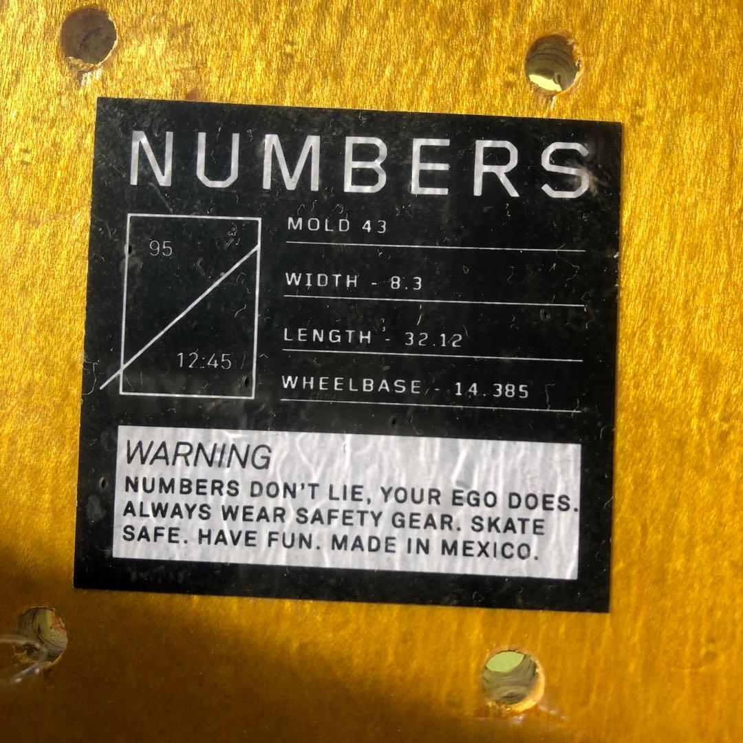 2026【SALE】NUMBERS スケートボードデッキ　8.3×32.12