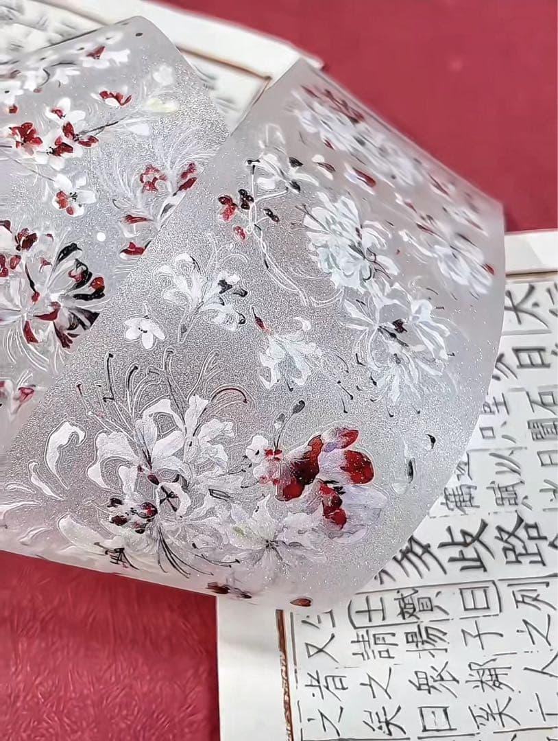 【9473】海外　5m巻　ラメ加工カッティングマスキングテープ　彼岸花　お花系