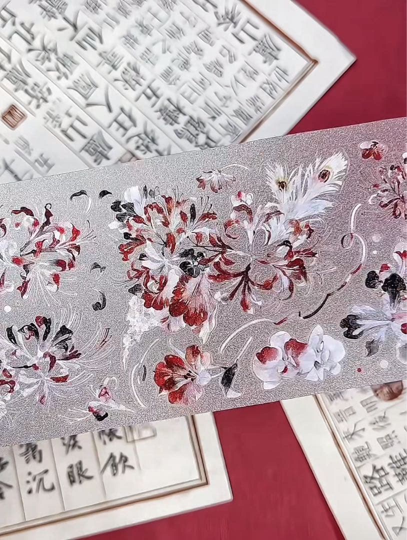【9473】海外　5m巻　ラメ加工カッティングマスキングテープ　彼岸花　お花系