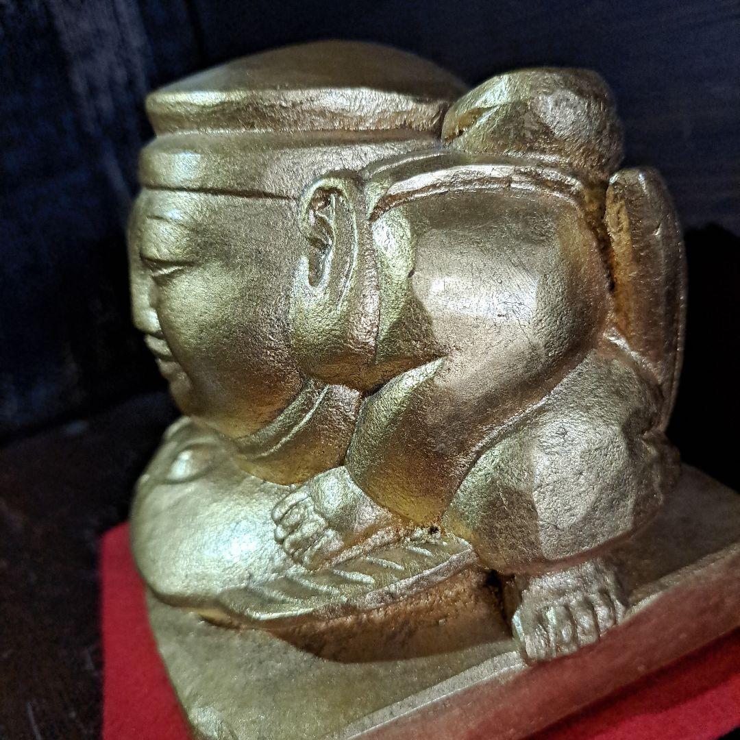 平櫛田中作　福徳恵比須座像　金箔ブロンズ像　田中名刻印