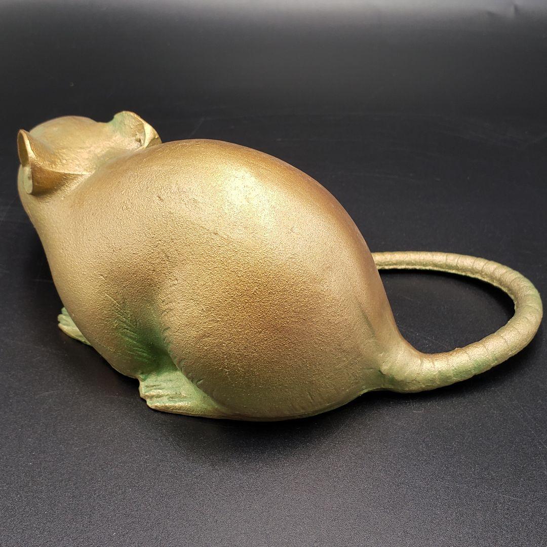 ⑮美術鋳物 子置物 鼠 ネズミ ねずみ 日展作家 村田宏作