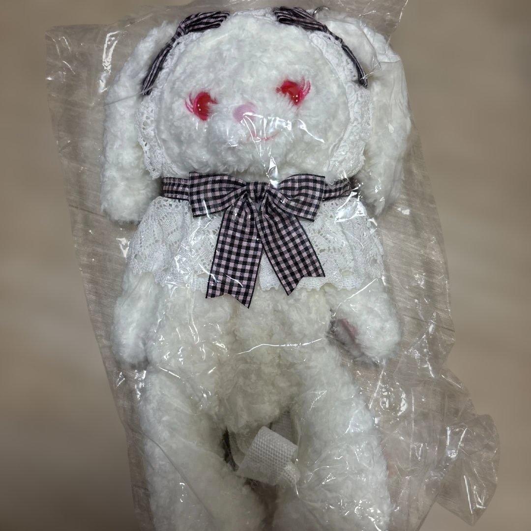 BABY 原宿限定 うさくみゃちゃんポシェット ピンク×黒ギンガムリボン