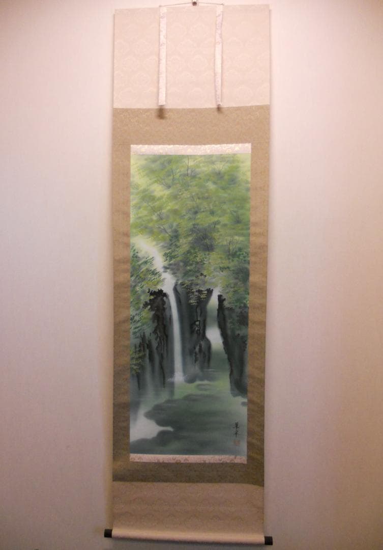掛け軸 古川翠峯 高千穂峡 絹本 希少 軸装 茶道具 掛軸 美品 です。