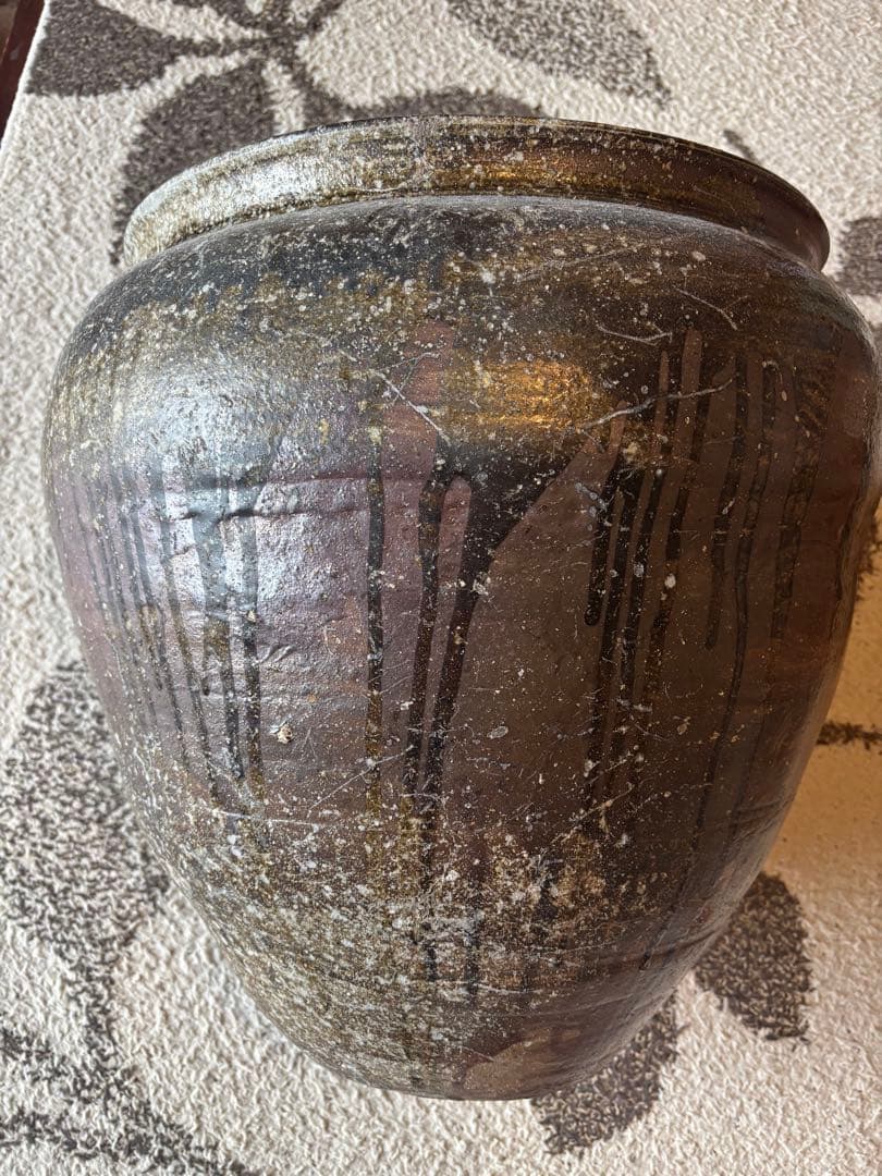丹波焼　赤土部灰釉甕　大壺 時代物 骨董品アンティーク