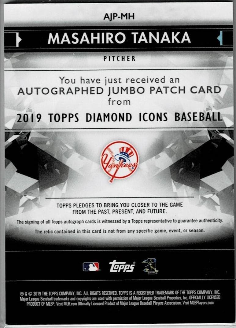 MLB☆田中将大 19 Topps Diamo14枚限定直筆サインジャージカード