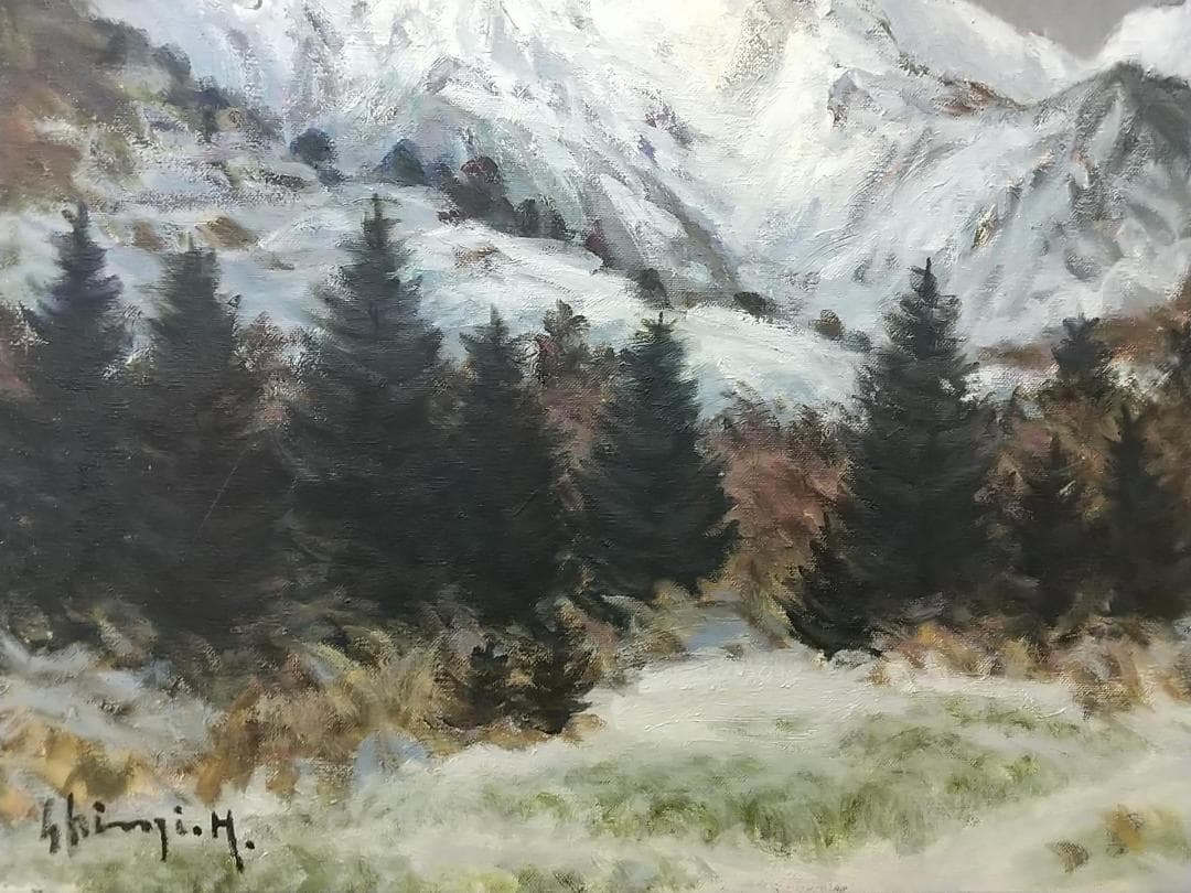 油彩画 「赤岳」F15 1989 絵画 油絵