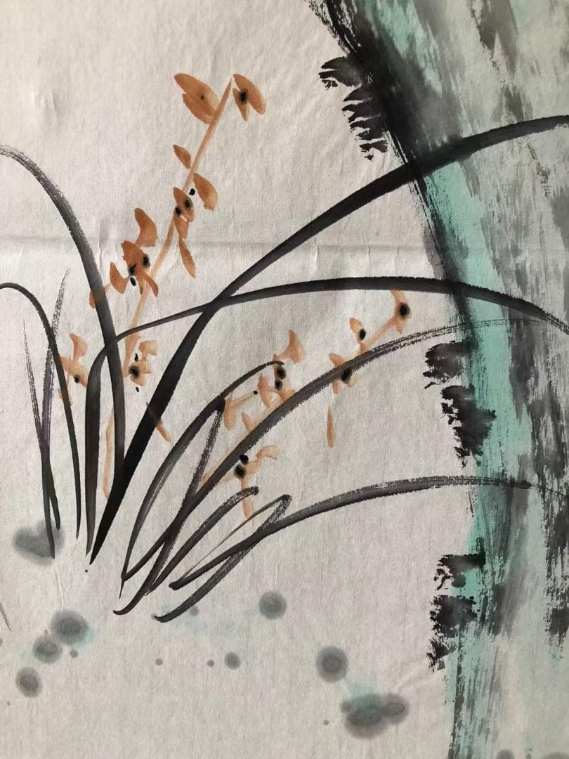 中国古美術★純手描き四条屏・梅兰竹菊画芯★国画・鄭板橋印款・肉筆・宣紙・带水印