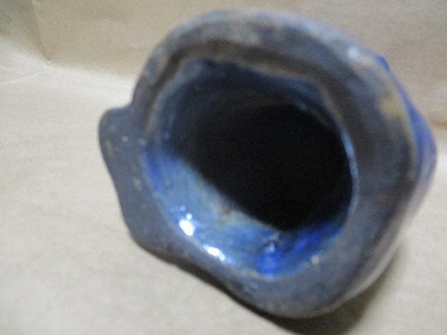 中国　唐代　藍釉俑　猫　珍品　I40-3