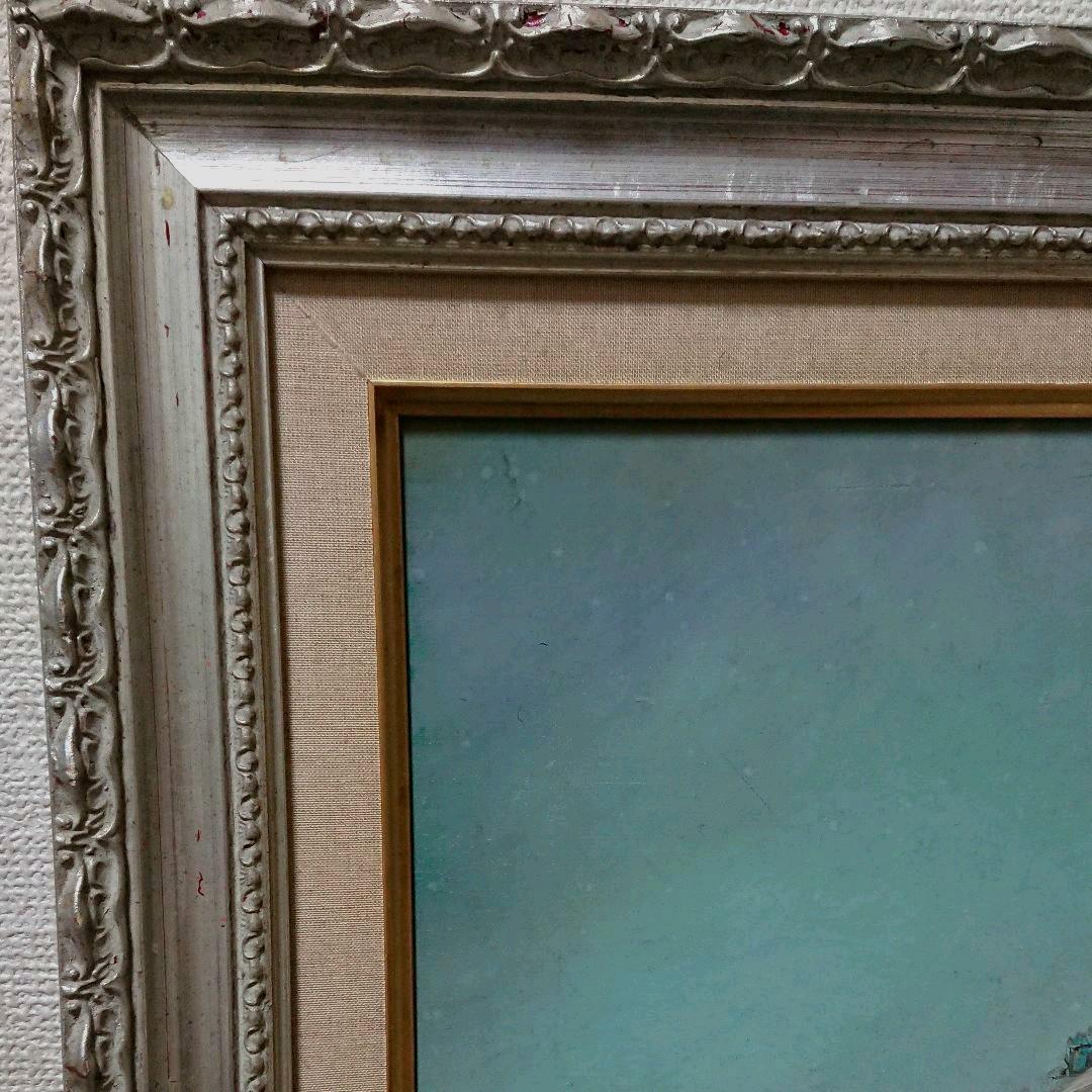 シャビーシック古い油絵          アンティーク風景画