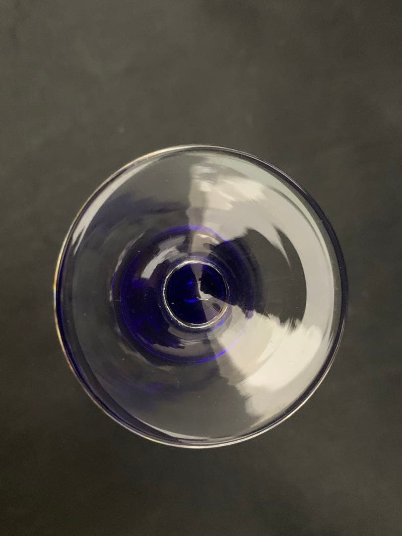 青被せ　切子ガラス　グラス　馬上杯　小グラス