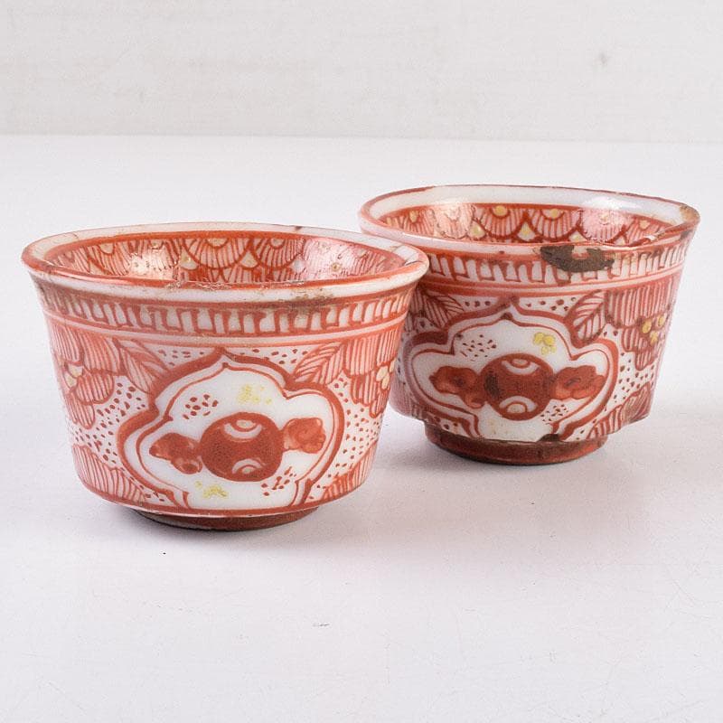 煎茶道具　赤絵宝珠文　煎茶器　五客　C　R8961