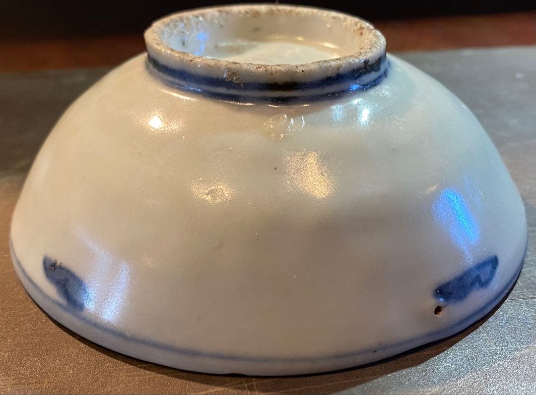 中国汕頭・スワトウ染付絵皿　鑑賞台付 沈船品・ヴィンテージ　レア ・台湾茶器
