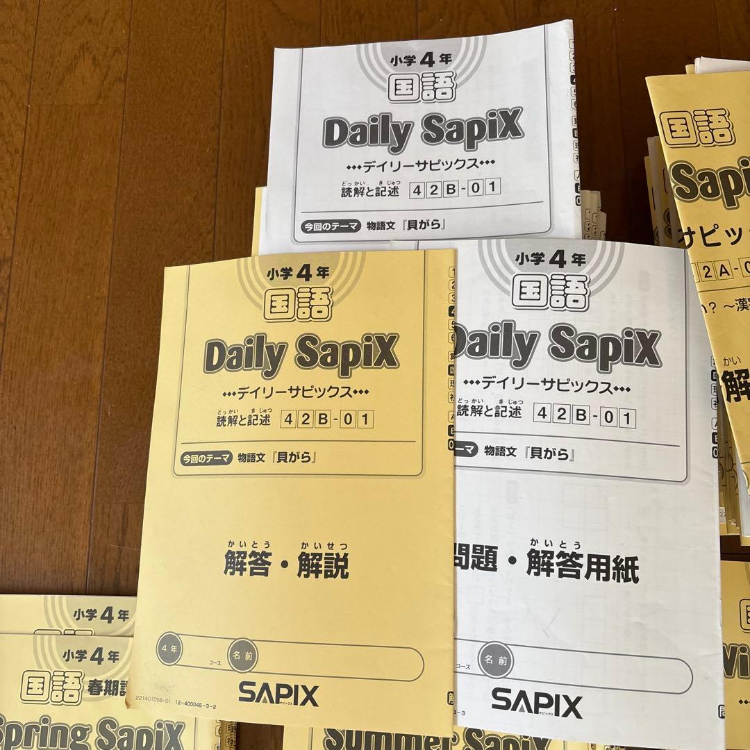 SAPIX小学4年　国語デイリーサピックス春期夏期冬期講習セット