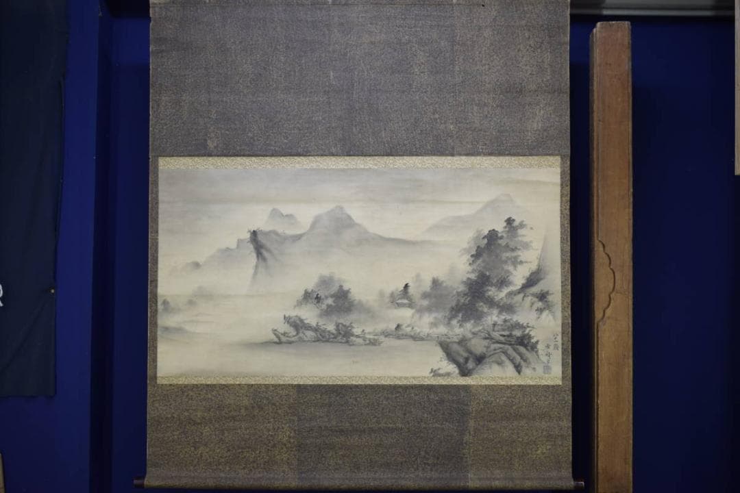 模写/雪舟/雪舟等楊/山水図/大幅/布袋屋掛軸HF-572