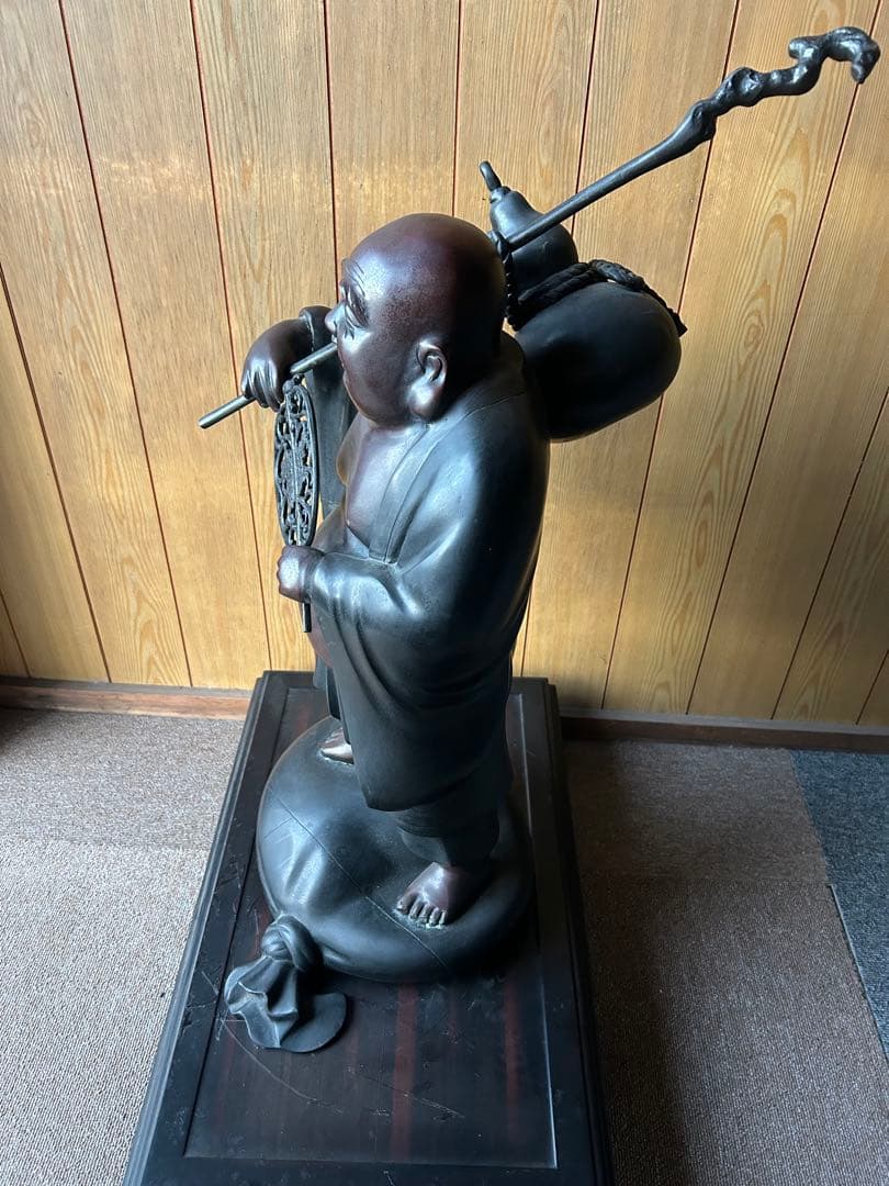 栄山作 布袋尊 鋳銅 ブロンズ像 約20kg 七福神 縁起物 置物 仏像 骨董
