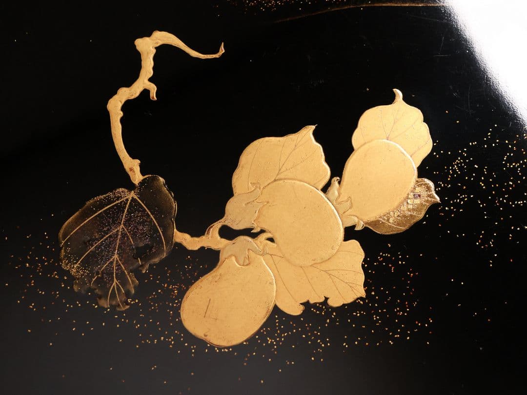 一富士二鷹三茄子 金蒔絵 黒塗四方膳 足付 五客 35cm 木製漆器【CM389