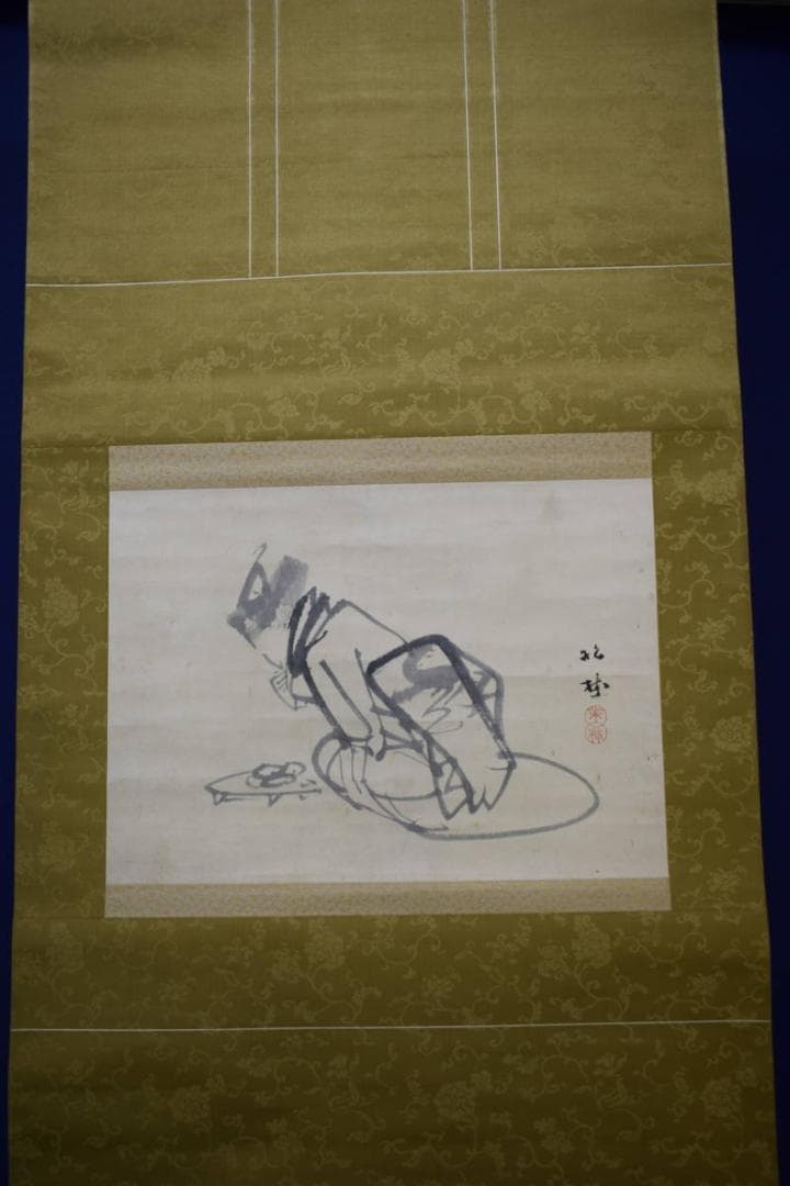真作/藤井松林/眺める美人図/絹表装/布袋屋掛軸HH-85