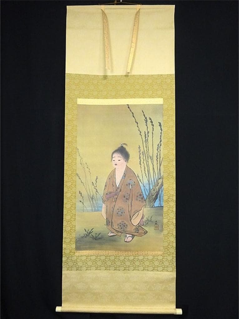 【複製画】掛軸 横山大観『無我』絹本 共箱付 掛け軸 a022617