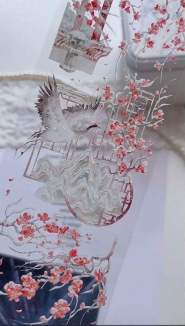 贝壳光 6cm×10m 雪花红梅 海外マスキングテープ　海外マステ　和柄