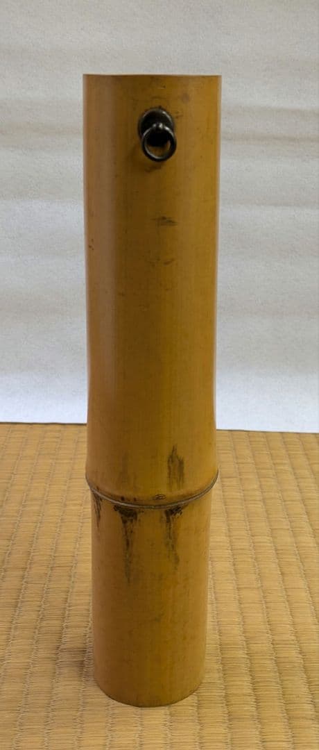 竹花入　汗牛篁　花筒　貫名海屋　題字　掛花入　竹尺八花入 茶道具　花入 尺八