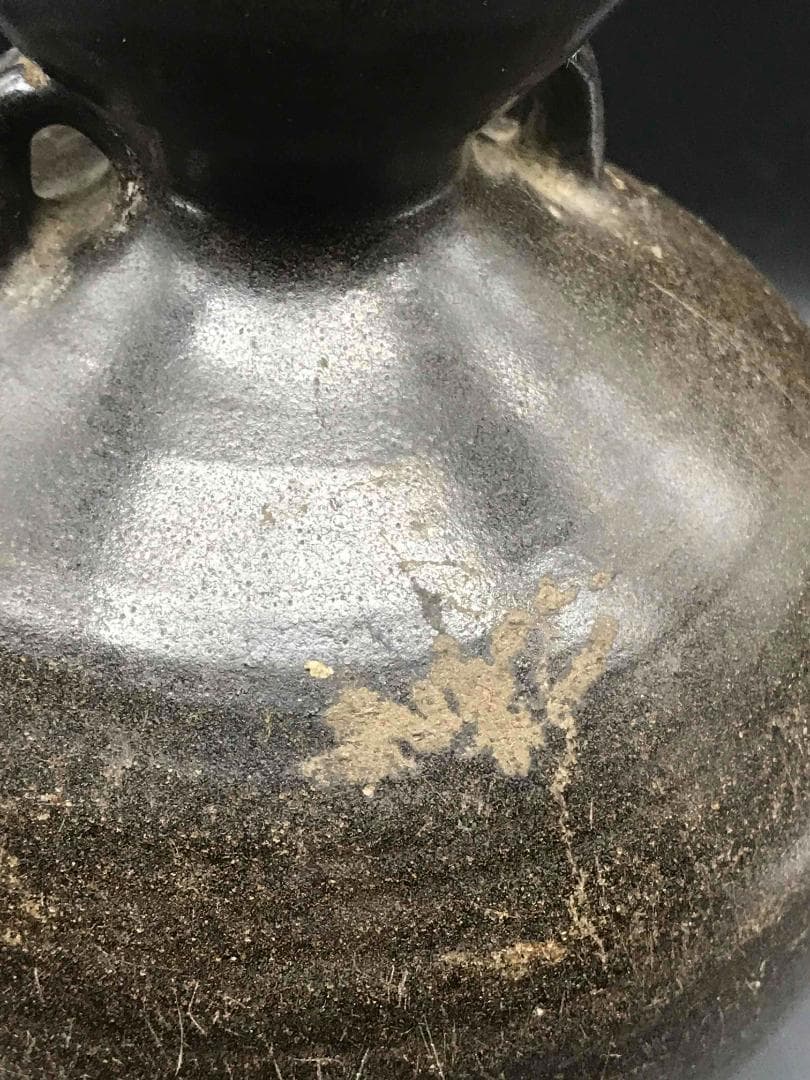 中国古美術　唐時代　耀州窯 瓢箪瓶　双耳瓶　磁州窯　黒釉　酒瓶　壺(A-29)