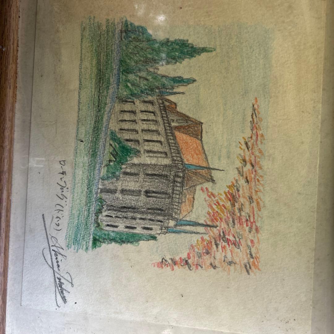 色鉛筆画 秋の建物風景