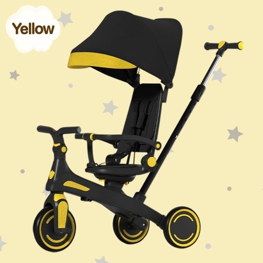 多機能 三輪車 手押し棒付き 折りたたみ 1歳-5歳 安全ベルト付き 2646