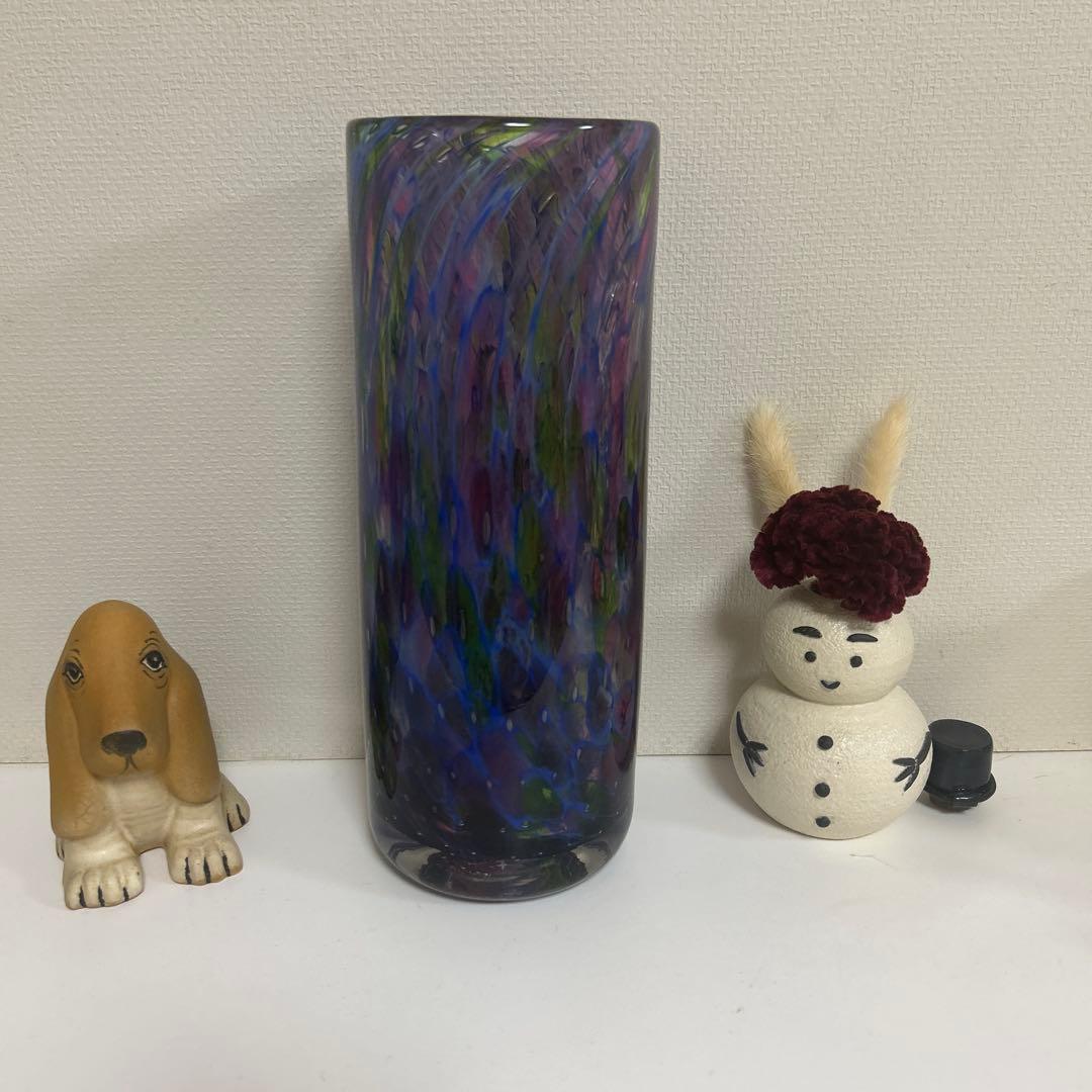 ガラス作家　フラワーベース　吹きガラス　ビンテージ　インポート