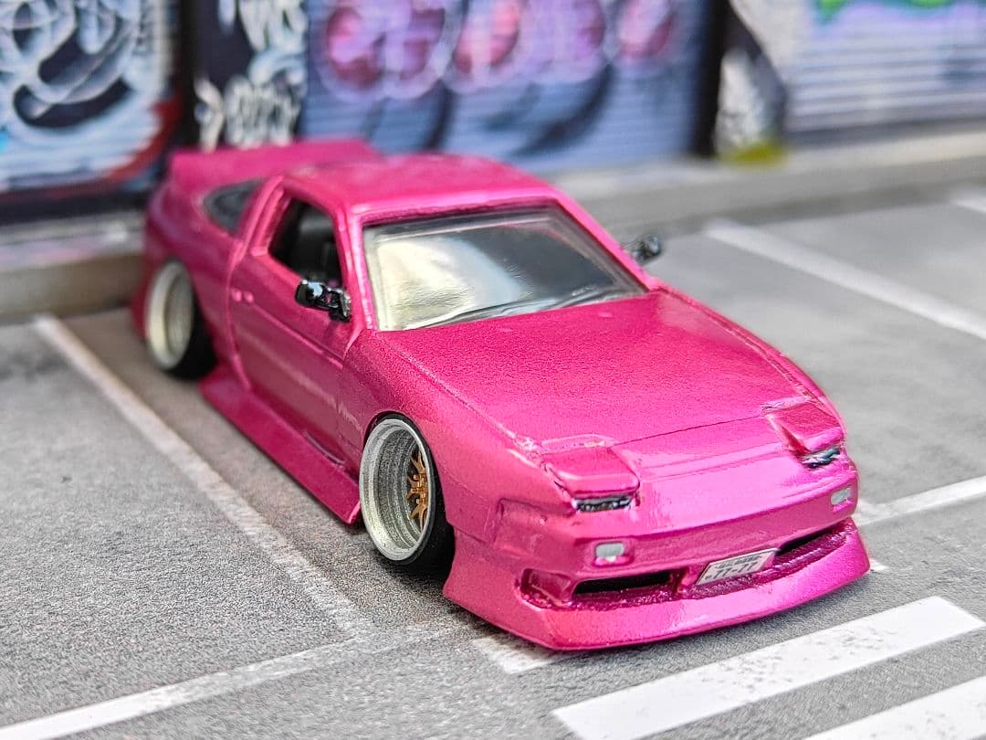 ホットウィールカスタム 日産 180sx フルエアロ キャンディー色トミカ改造