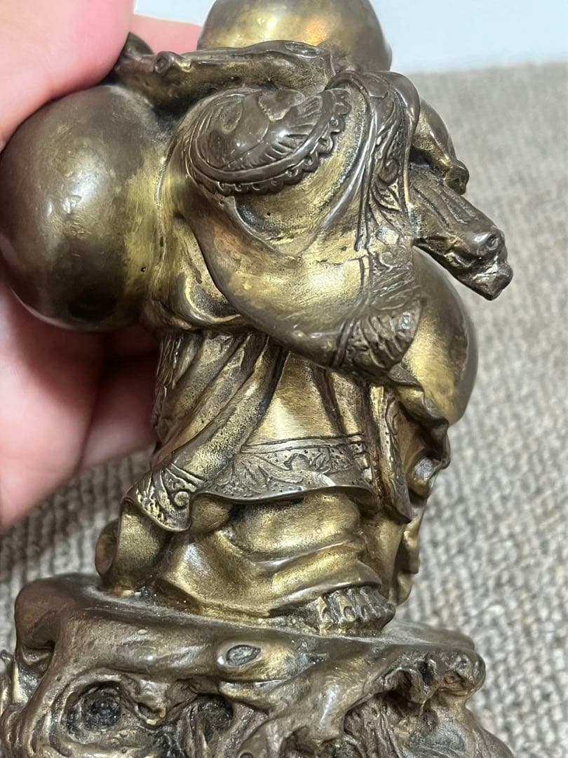 中国美術 布袋様　真鍮骨董　銅製唐物　七福神　大　縁起