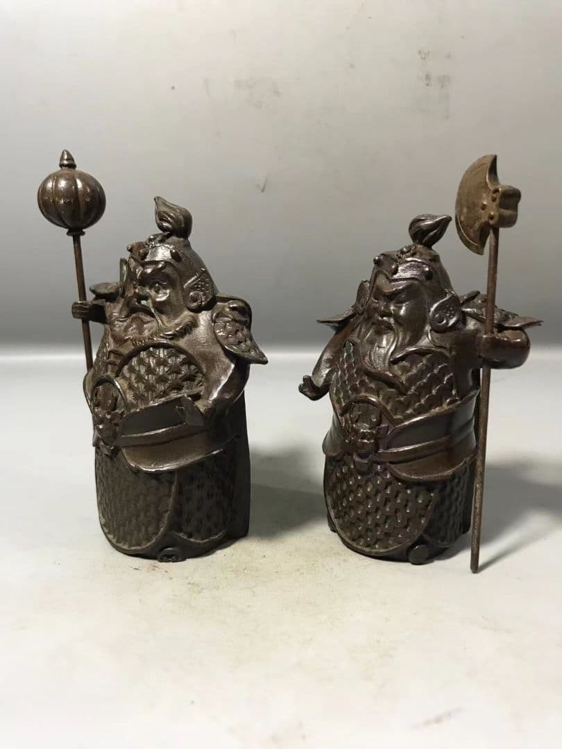 銅製 門神 鎮宅 辟邪 開運 風水 招財 荼鬱塁二神 置物 工芸品