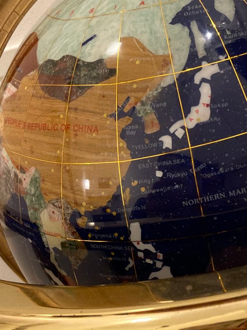 地球儀　方位磁石付き　天然石　インテリア