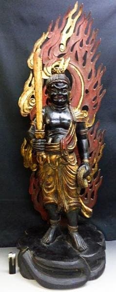 伝江戸期 木製 不動明王立像 高さ 99ｃｍ 重さ 9.1ｋｇ