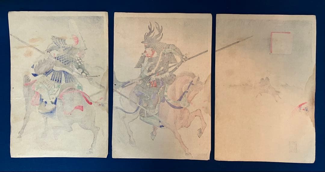 木版画　楊洲周延【小牧役 加藤清正 本多忠勝】浮世絵　小牧 長久手の戦い